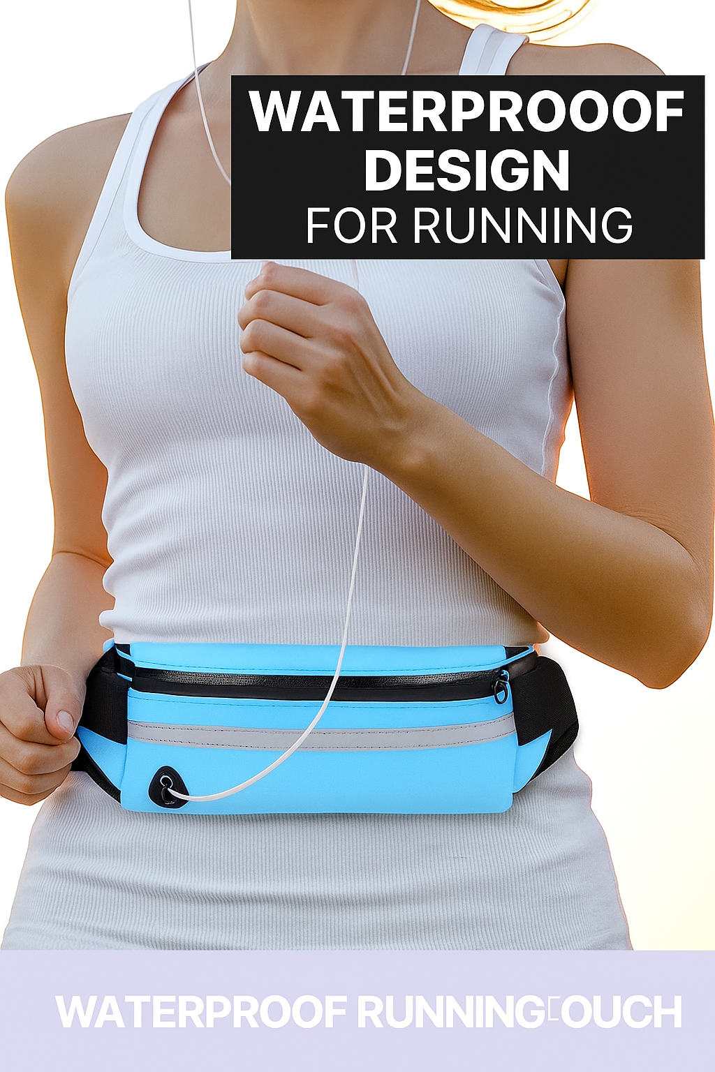 Adjustable Running Waist Pack with Zippered Pockets & Headphone Port – Lightweight Waterproof Belt Bag for Jogging, Walking, Cycling, Fitness, and Travel – Unisex Sports Fanny Pack for Phones & Essentials