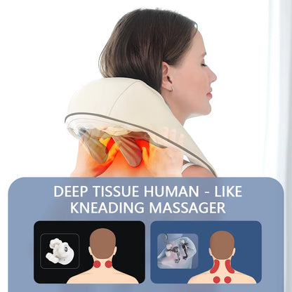26W Brushless Motor Neck and Shoulder Massager Wireless Shoulder and Back Kneading Massage Shawl Neck Masajeador